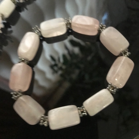 Genuine Rose Quartz Necklace and Bracelet set - Picture 2 of 9